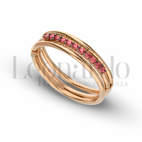 Modello 3 Fili con Zircone rosso in Oro Rosa da 3,8gr.