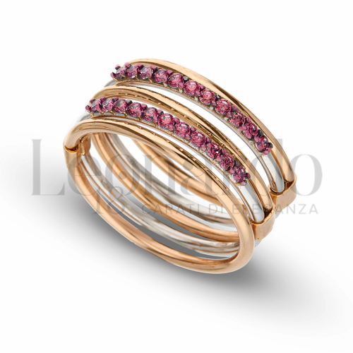 Anelli Illusion Ring - Anello a Ventaglio Colorful Collection da Donna in Oro 18 Carati Modello: 5 fili Misura anello: 15 Finitura o soggetti: Lucida 6,4g