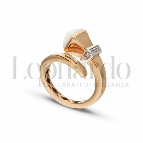 con Madreperla e zirconi in Oro Rosa e Oro Bianco da 5,6gr.