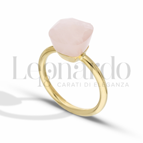 con Pietra Idrotermale rosa in Oro Giallo da 2,5gr.