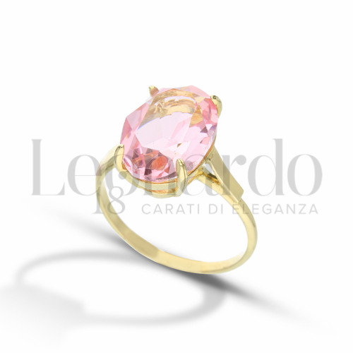 con Pietra rosa in Oro Giallo da 3,6gr.