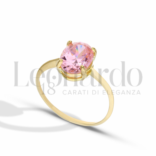 con Pietra Idrotermale rosa in Oro Giallo da 2,1gr.