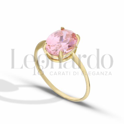 con Pietra Idrotermale rosa in Oro Giallo da 2,3gr.