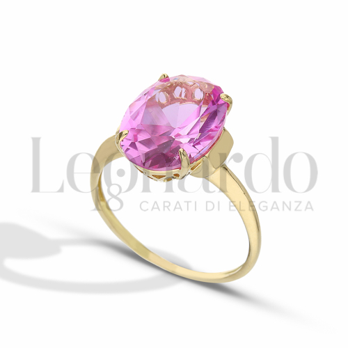 con Pietra Idrotermale rosa in Oro Giallo da 4,1gr.