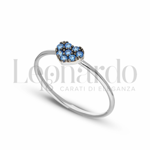 Modello 1 ° Misura con Zircone Blu in Oro Bianco da 1,1gr.
