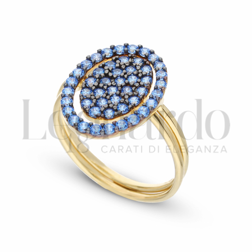 con Zircone Blu in Oro Giallo da 3,4gr.