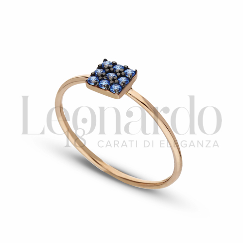 Modello 1 ° Misura con Zircone Blu in Oro Rosa da 1,3gr.
