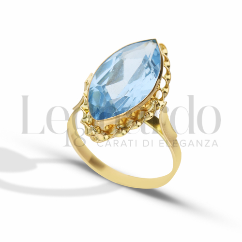 Modello 2° misura pietra big con Pietra azzurra in Oro Giallo da 4,8gr.