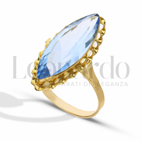 Modello 3° misura pietra thin con Pietra azzurra in Oro Giallo da 4,7gr.