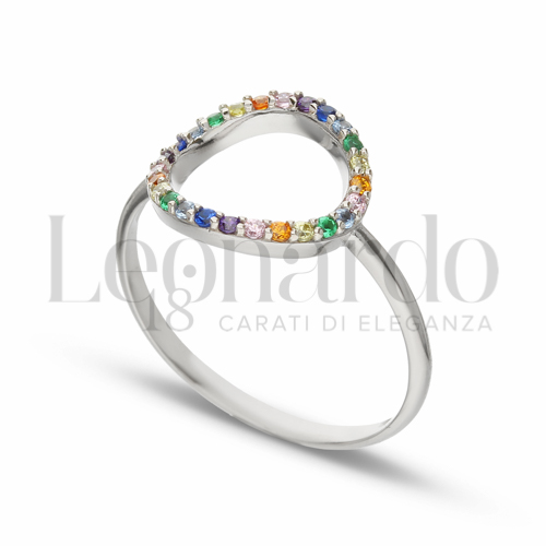 Modello 2° Misura con Pietre Rainbow in Oro Bianco da 1,8gr.