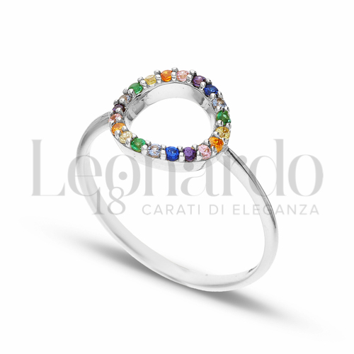 Modello 1 ° Misura con Pietre Rainbow in Oro Bianco da 1,5gr.