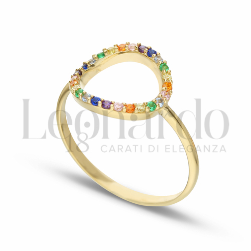 Modello 2° Misura con Pietre Rainbow in Oro Giallo da 1,8gr.