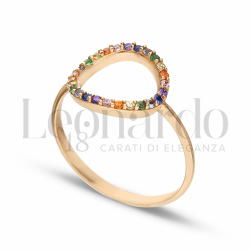 Modello 2° Misura con Pietre Rainbow in Oro Rosa da 1,8gr.