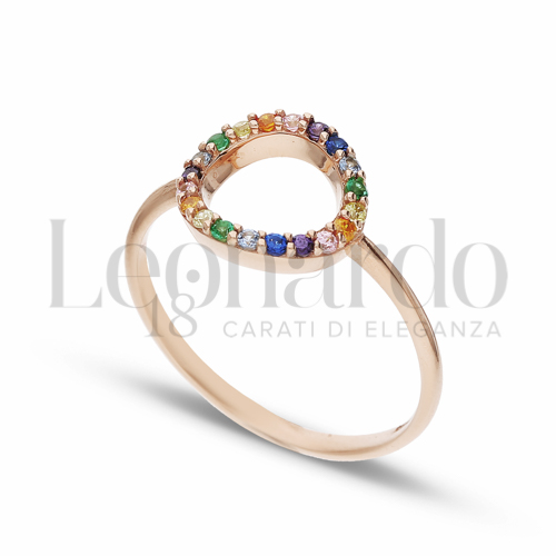 Modello 1 ° Misura con Pietre Rainbow in Oro Rosa da 1,5gr.