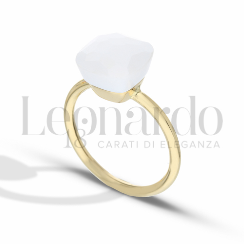 con Pietra Bianca in Oro Giallo da 2,6gr.