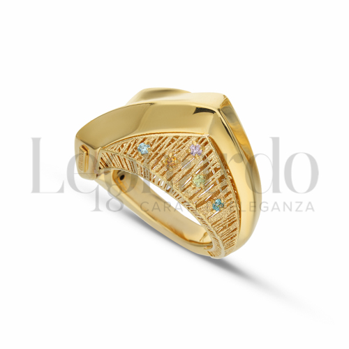 con Zirconi Viola, Verdi, Azzurri e citrino in Oro Giallo da 5gr.