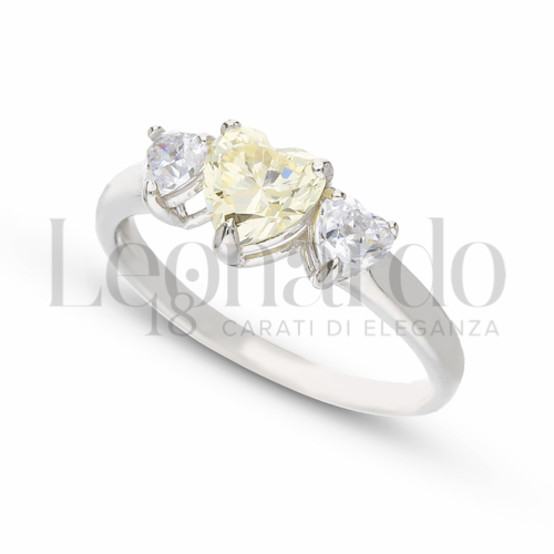 con Pietra Idrotermale Giallo Fancy e zirconi bianchi in Oro Bianco da 2,8gr.