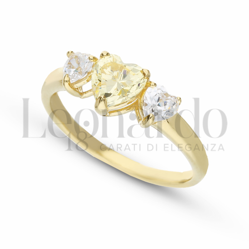 con Pietra Idrotermale Giallo Fancy e zirconi bianchi in Oro Giallo da 2,9gr.