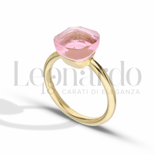 con Pietra Rosa di Francia in Oro Giallo da 2,8gr.