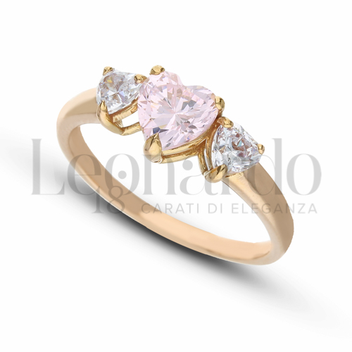 con Pietra Idrotermale Rosa Light e zirconi Bianchi in Oro Rosa da 2,8gr.