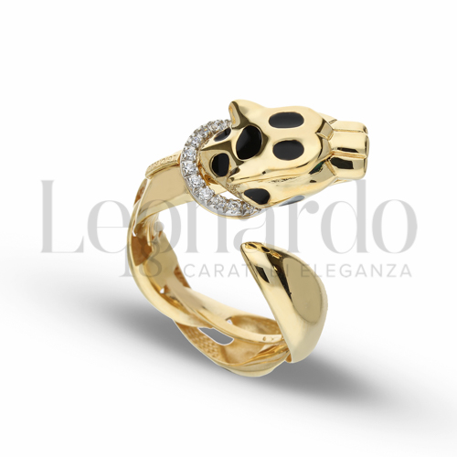 con Smalto Nero e Zirconi Bianchi in Oro Giallo e Oro Bianco da 6,7gr.