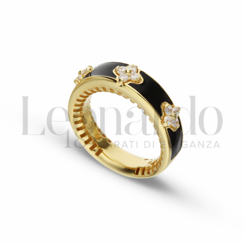 con Smalto Nero e Zirconi Bianchi in Oro Giallo da 4,3gr.