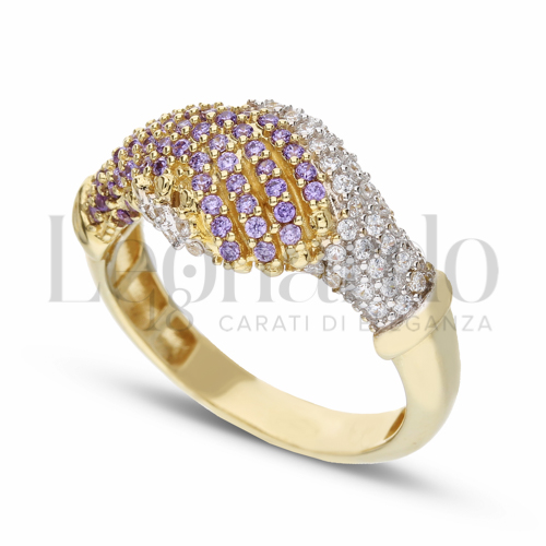 con Zirconi Bianchi e Zirconi Viola in Oro Bianco e Oro Giallo da 5gr.