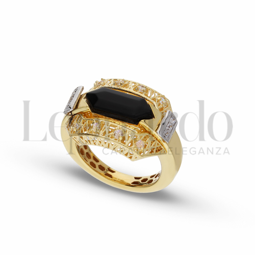 con Onice e zirconi bianchi in Oro Giallo da 6,5gr.