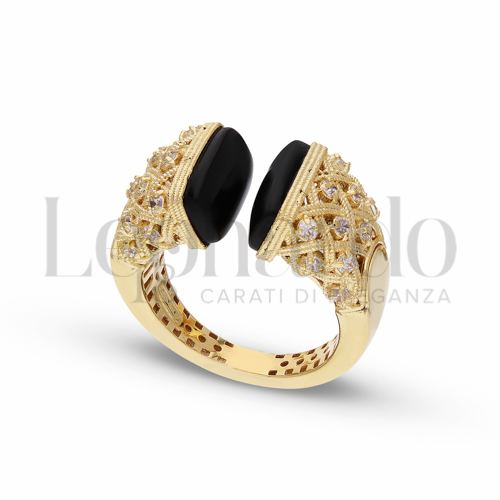 con Onice e zirconi bianchi in Oro Giallo da 6,8gr.