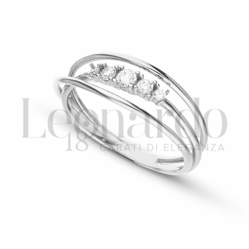 Modello 3 Fili con Zirconi Bianchi a scalare in Oro Bianco da 2,5gr.