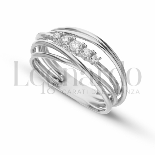 Modello 5 Fili con Zirconi Bianchi a scalare in Oro Bianco da 4,7gr.