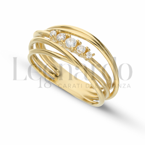 Modello 5 Fili con Zirconi Bianchi a scalare in Oro Giallo da 4,9gr.
