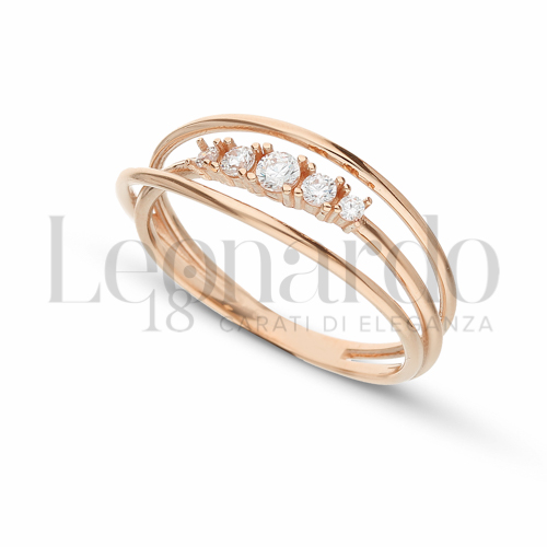 Modello 3 Fili con Zirconi Bianchi a scalare in Oro Rosa da 2,6gr.