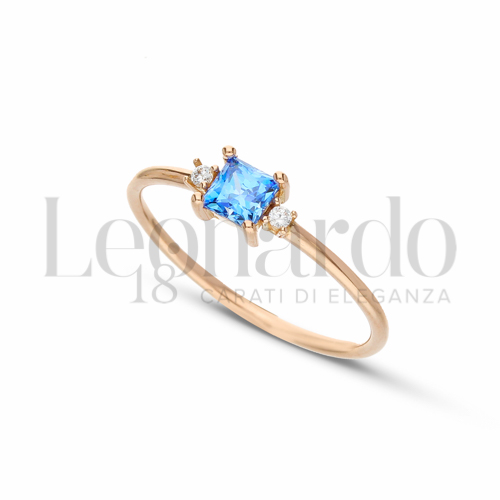 con Pietra azzurra e zirconi bianchi in Oro Rosa da 1,5gr.
