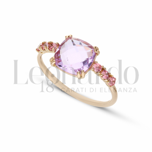 Orecchini Richapex In Oro Rosa Con Zirconi Quadrati Blu - Cerchio Huggie A U - Gioielli Donna 18 Carati - Dimensioni 31,6 Mm