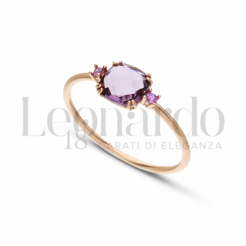con Pietra e zirconi Viola in Oro Rosa da 1,1gr.