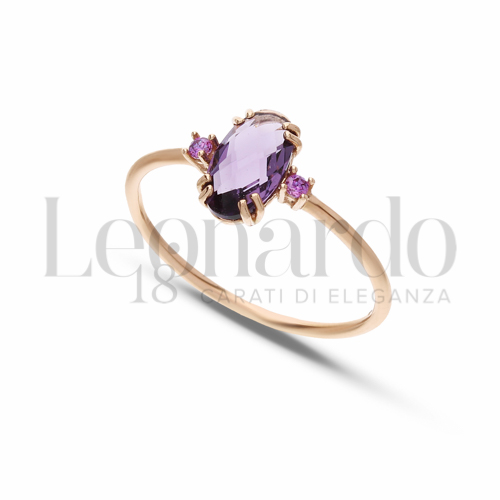 con Pietra e zirconi Viola in Oro Rosa da 1,4gr.