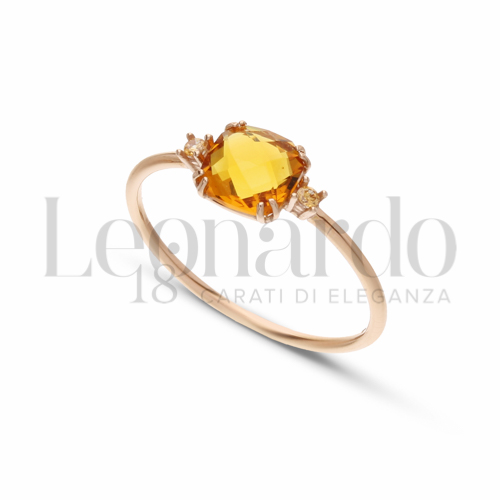 con Pietra e Zirconi Citrino in Oro Rosa da 1,1gr.