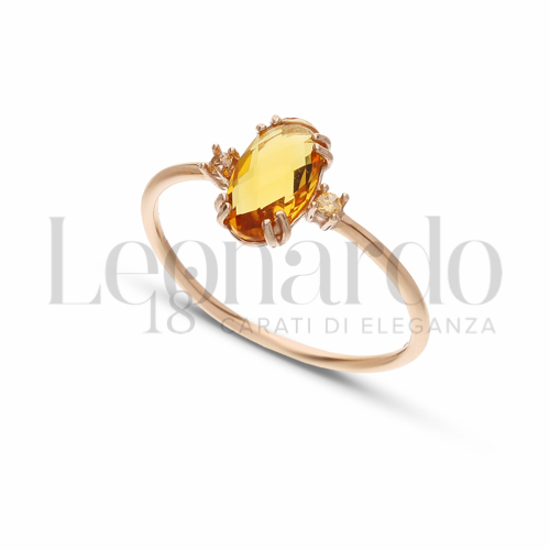 con Pietra e Zirconi Citrino in Oro Rosa da 1,4gr.