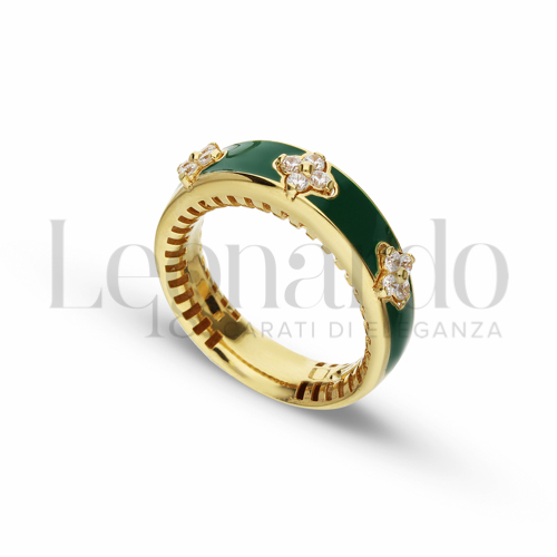 con Smalto verde e zircone bianco in Oro Giallo da 4,4gr.