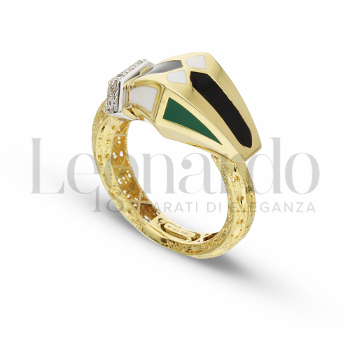 con Smalto Nero, Bianco, Verde e Zirconi Bianchi in Oro Giallo e Oro Bianco da 5,1gr.