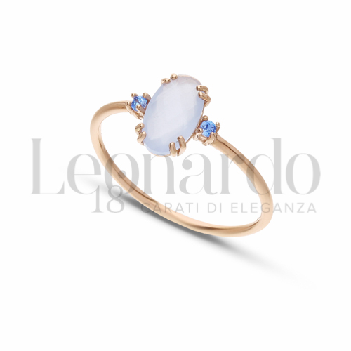 con Pietra Idrotermale Celeste e Zirconi Celesti in Oro Rosa da 1,4gr.