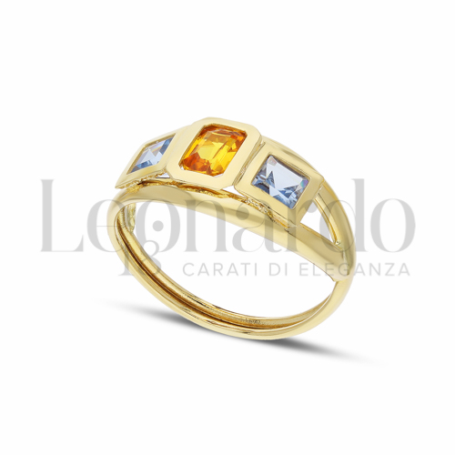 con Pietra Citrino e Zirconi Topazio in Oro Giallo da 2,8gr.