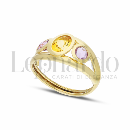 con Pietra Citrino e Zirconi Ametista in Oro Giallo da 2,6gr.