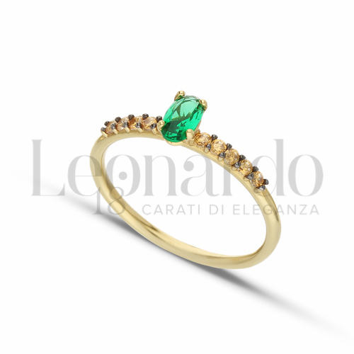 con Pietra Verde e Zirconi Citrino in Oro Giallo da 1,5gr.