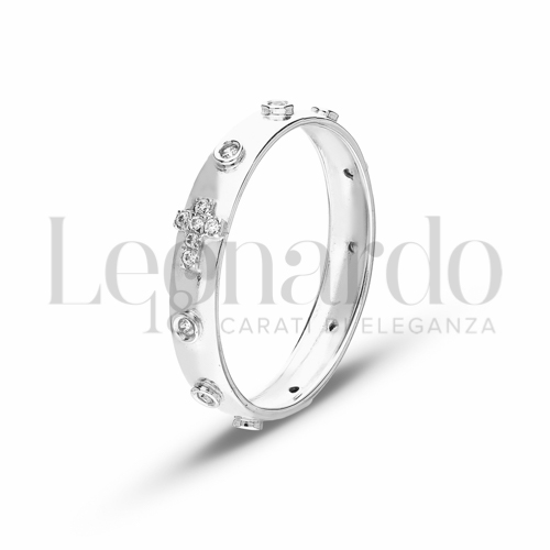 Modello Tornito con Zircone bianco in Oro Bianco da 2,5gr.