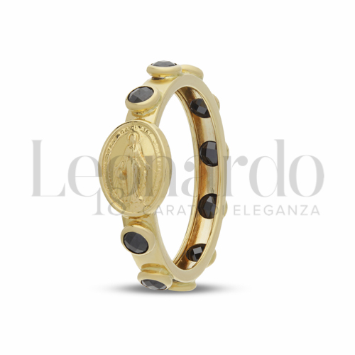 Modello Miracolosa con Zircone nero in Oro Giallo da 1,8gr.