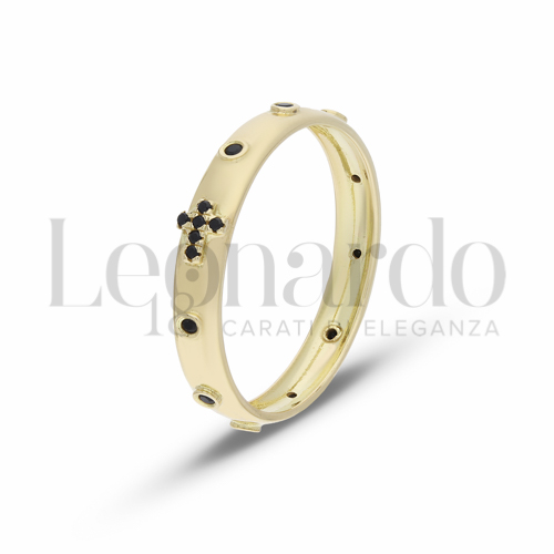 Modello Tornito con Zircone Nero in Oro Giallo da 2,8gr.