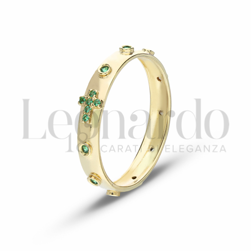 Modello Tornito con Zircone verde in Oro Giallo da 2,3gr.