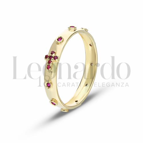 Modello Tornito con Zircone rosso in Oro Giallo da 2,6gr.